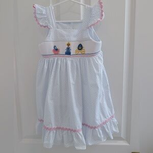 Stitchy Fish - Smocked Polka Dot Disney Dress - Girls Size 4T